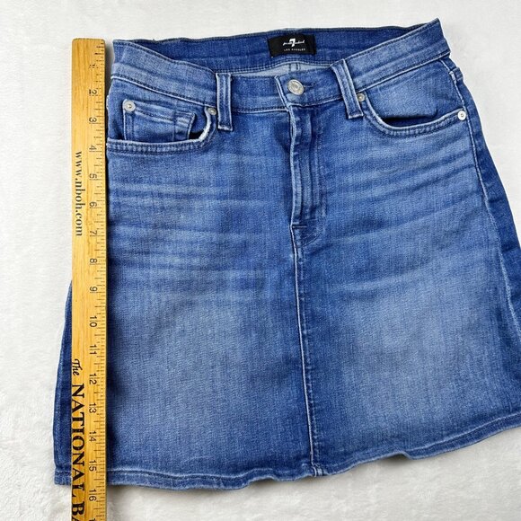 7 For All Mankind Womens Blue Denim Stretch Mini Skirt 26 Casual Wear Y2K Style - Picture 7 of 9